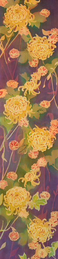 Homage to William Morris II, batik on silk by Mary Edna Fraser, 57.5" x 14"