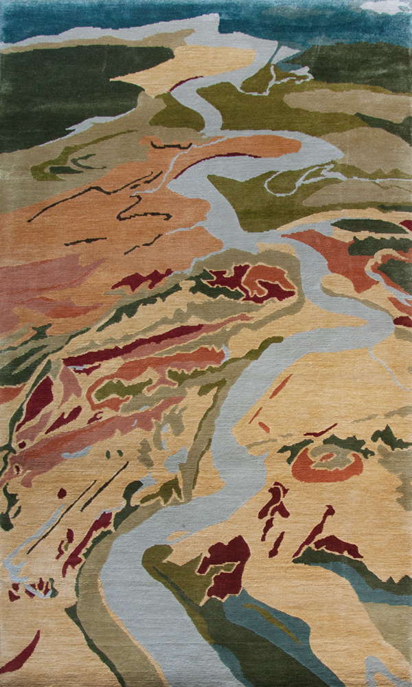 Ashley River, 3' x 5', silk rug, Mary Edna Fraser, Atelier Lapchi, 2016