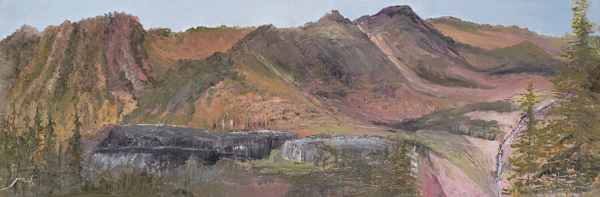 Akaiyan Falls, 8" x 24" oil on panel, framed